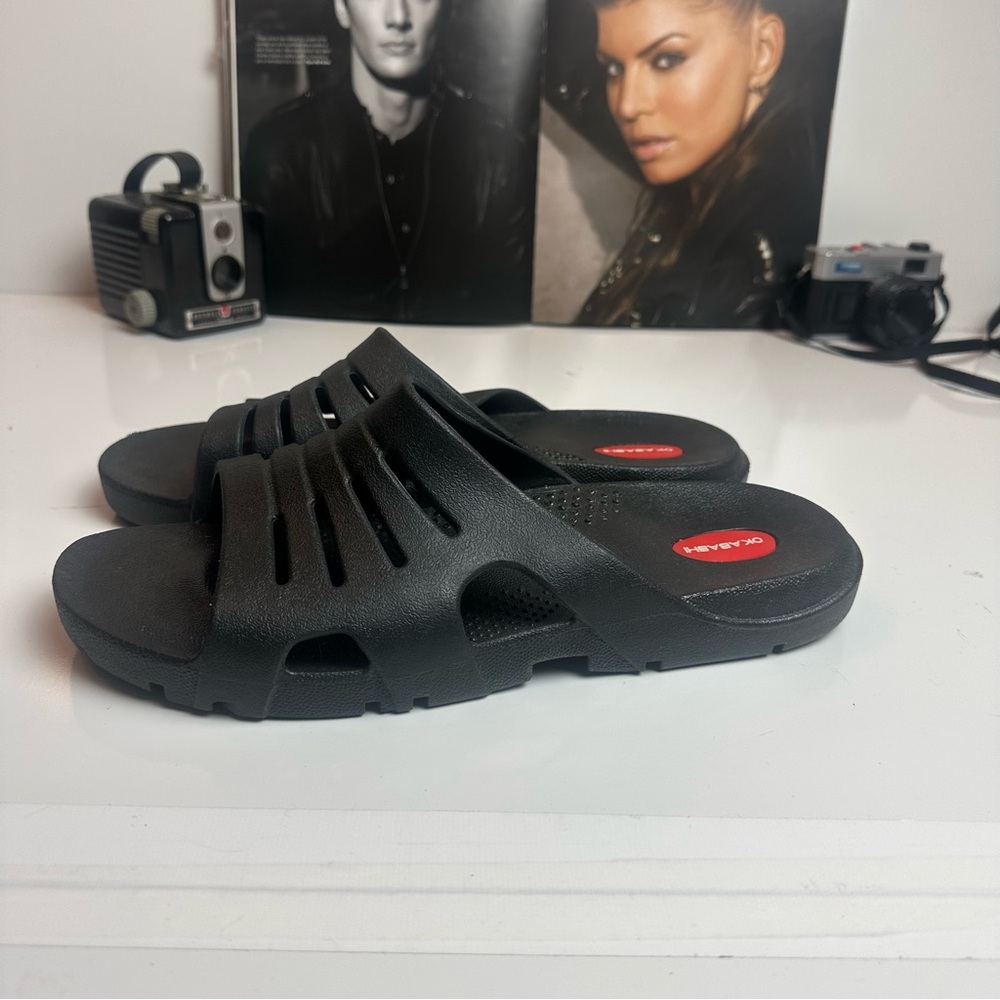 Okabashi Eurosport Men’s XL Black Comfort Recovery Slide Sandals Made in USA